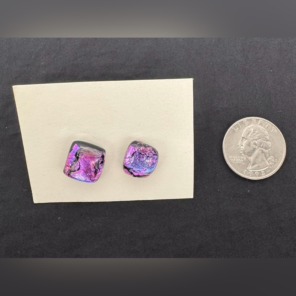 Fused dichroic glass stud earrings